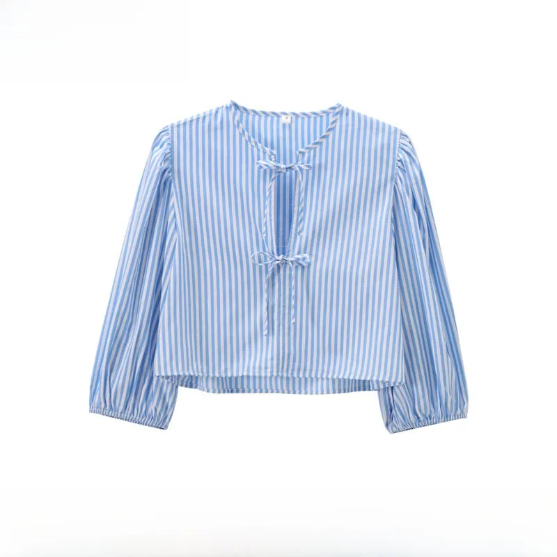 

Модная женская рубашка из шелкового твила, весна-лето, новинка, дизайн Netie, свободный крой, короткий рукав, в полоску, для повседневной носки