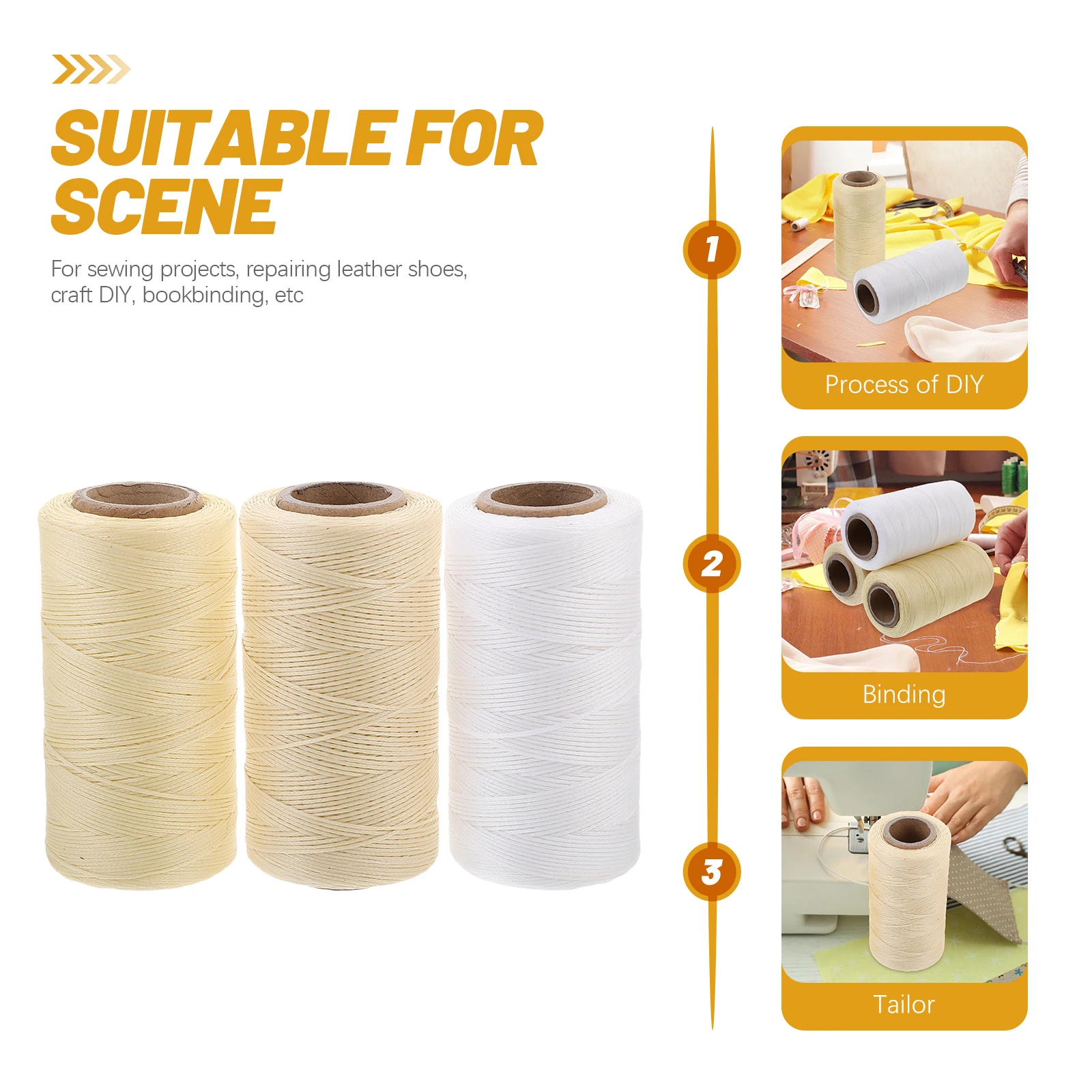 

3pcs 0.8Mm 260M Sewing Wax Thread Hand Stitching Cord Craft Diy Flat Waxed Line For Bags Wallets Goods Durable