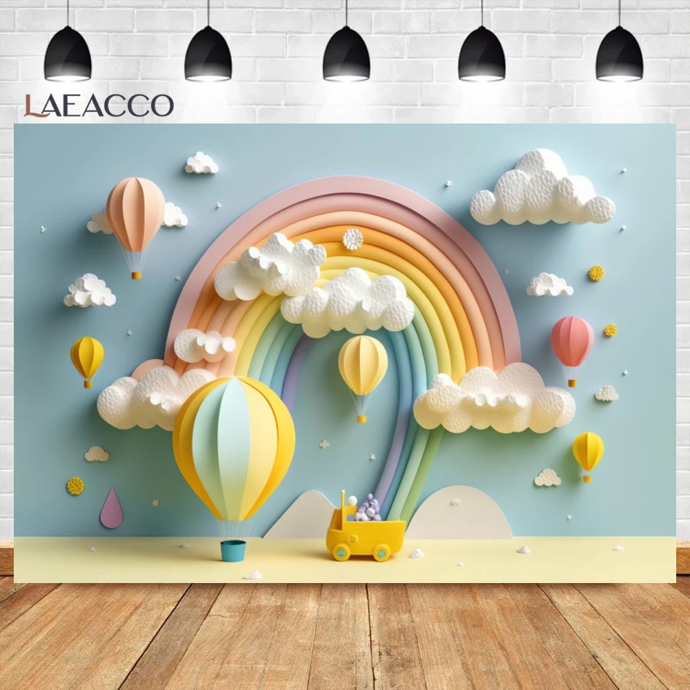 Colorful Balloon Photography Backdrops Boy Girl One Year Birthday Party Decor Children Family Portrait Backgrounds Studio Props