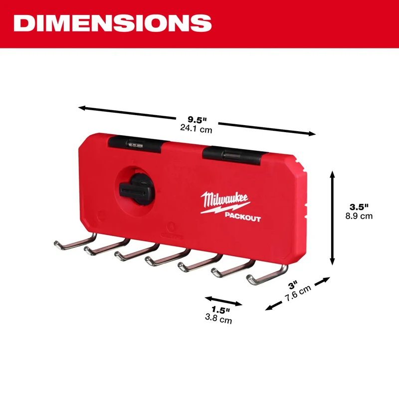 Milwaukee 48-22-8329 PACKOUT 7-Hook Rack Wall mounted show stabilize Power Tool Accessories