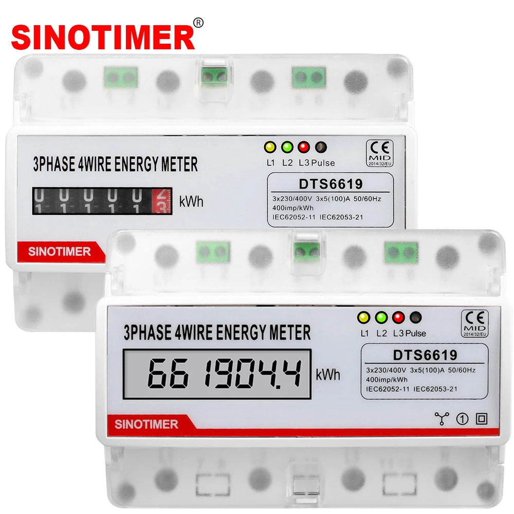 3 Phase 4 Wire Energy Meters Multi-function Electronic Power Voltage Current kWh Wattmeter 380V 100A Analog/ Digtial LCD Display