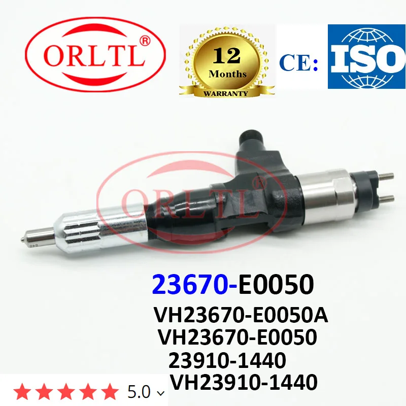 ORLTL Common Rail Injector 23670-E0050 VH23670-E0050A VH23670-E0050 VH23910-1440 VH23910-1440A 23910-1430 for Hino J05E/Hino