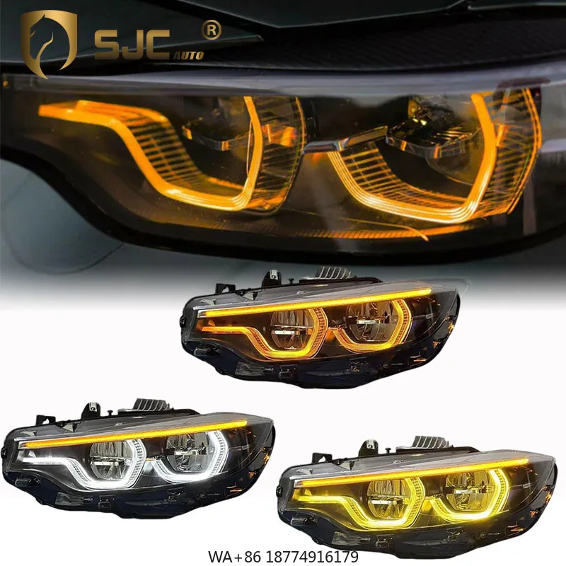 

Auto Ikon Style V2 Headlight for 2014-2020 4 Series F32 M3 F80 M4 F82 Tri Color Yellow/White/Amber DRL LED Front Lamp