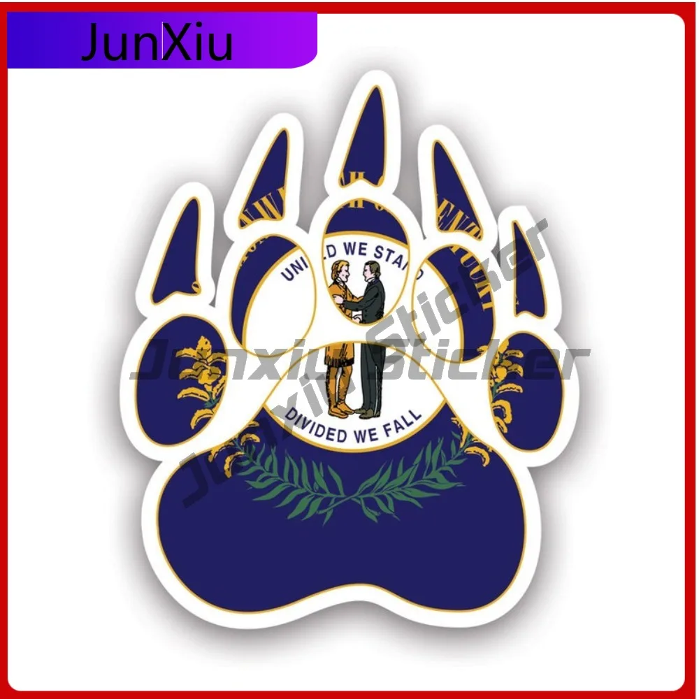 

Kentucky State Bear Print Shaped Sticker Creative Decals Grizzly Track Tracks Polar Outdoors Explore Hiking Camping State Flag
