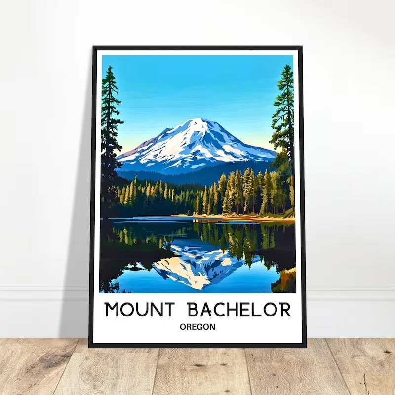 Vibrant Winter Ski Mountain Landscape Canvas Wall Art Retro Travel Poster Snowy Alpine Village Scenery Print Home Decor Gift