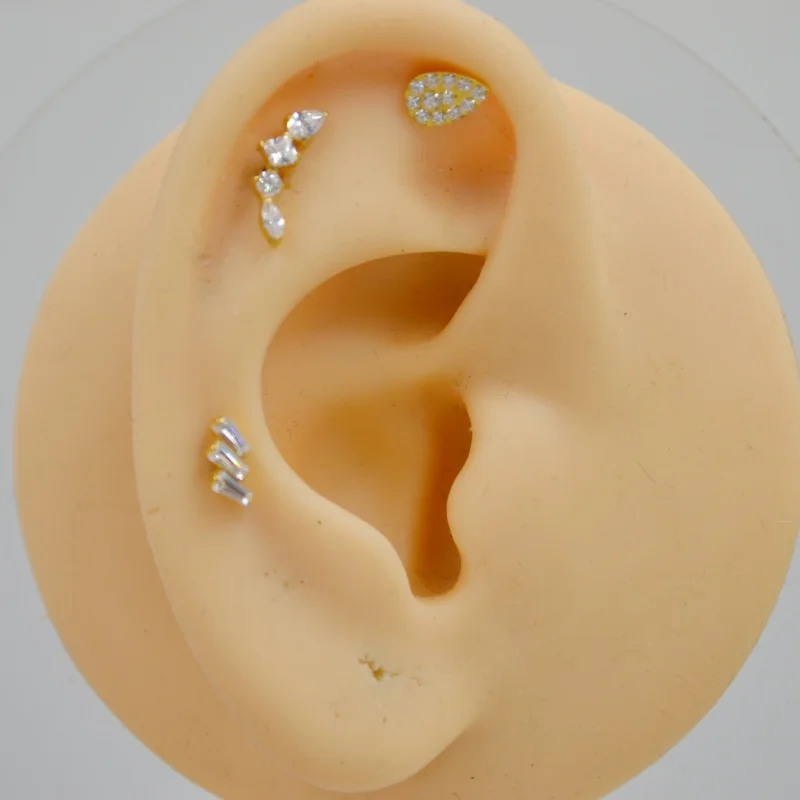 lOT10pcs Body Jewelry G23 Titanium Astm F136 CZ New Lip Labret Bar Ear Helix Tragus Rook Barbells Stud Piercing Jewelry New