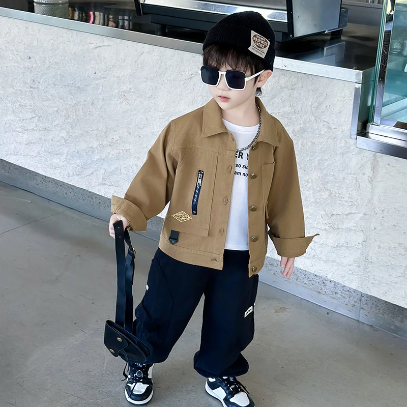 

Стильная хлопковая бейсбольная куртка для мальчиков, осенне-весенняя, модная детская одежда из трикотажа, приталенный крой, для дома и улицы
