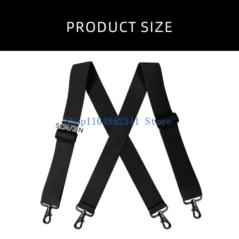 5asd Men's Work Brace with 4 Metal Clip Comfortable Brace Adjustable X Shaped Suspenders Strap for Daily Formal Trousers