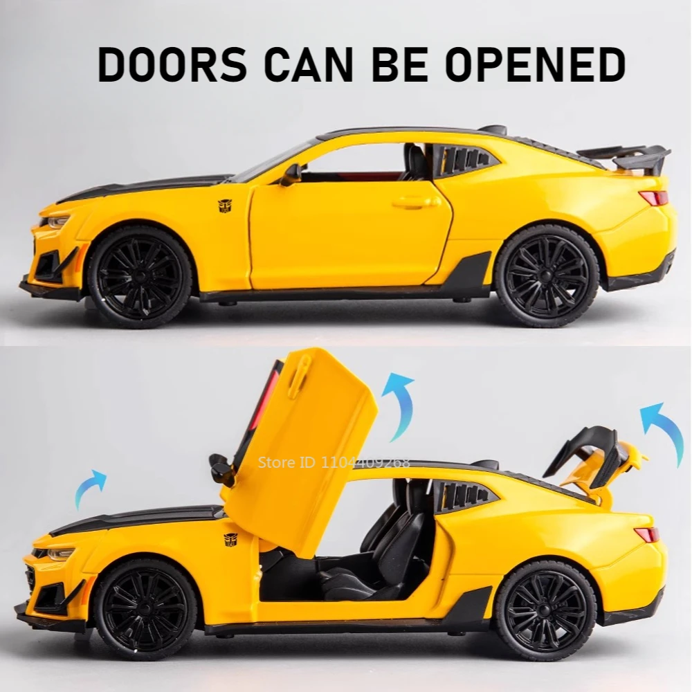 Scala 1:24 Camaro Lykan Modello di auto sportiva Giocattolo Pressofuso in metallo Musica leggera Tirare indietro Modelli di supercar in miniatura Buon regalo per gli amici