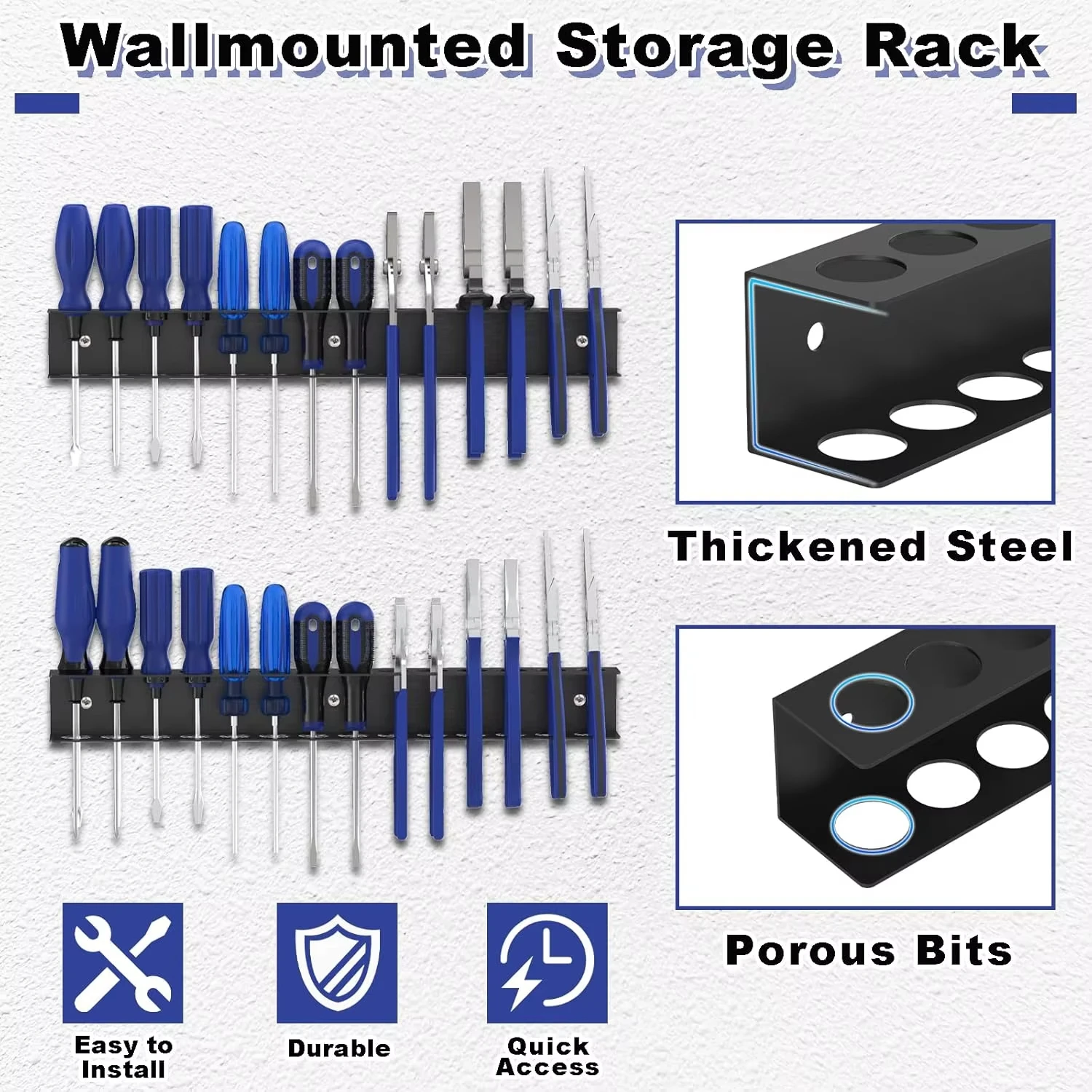 Screwdriver Organizer Tool Wall-mounted 14-hole Hardware Tool Storage for Hex Cross Screw Driver RC Tools Storage Base Stand