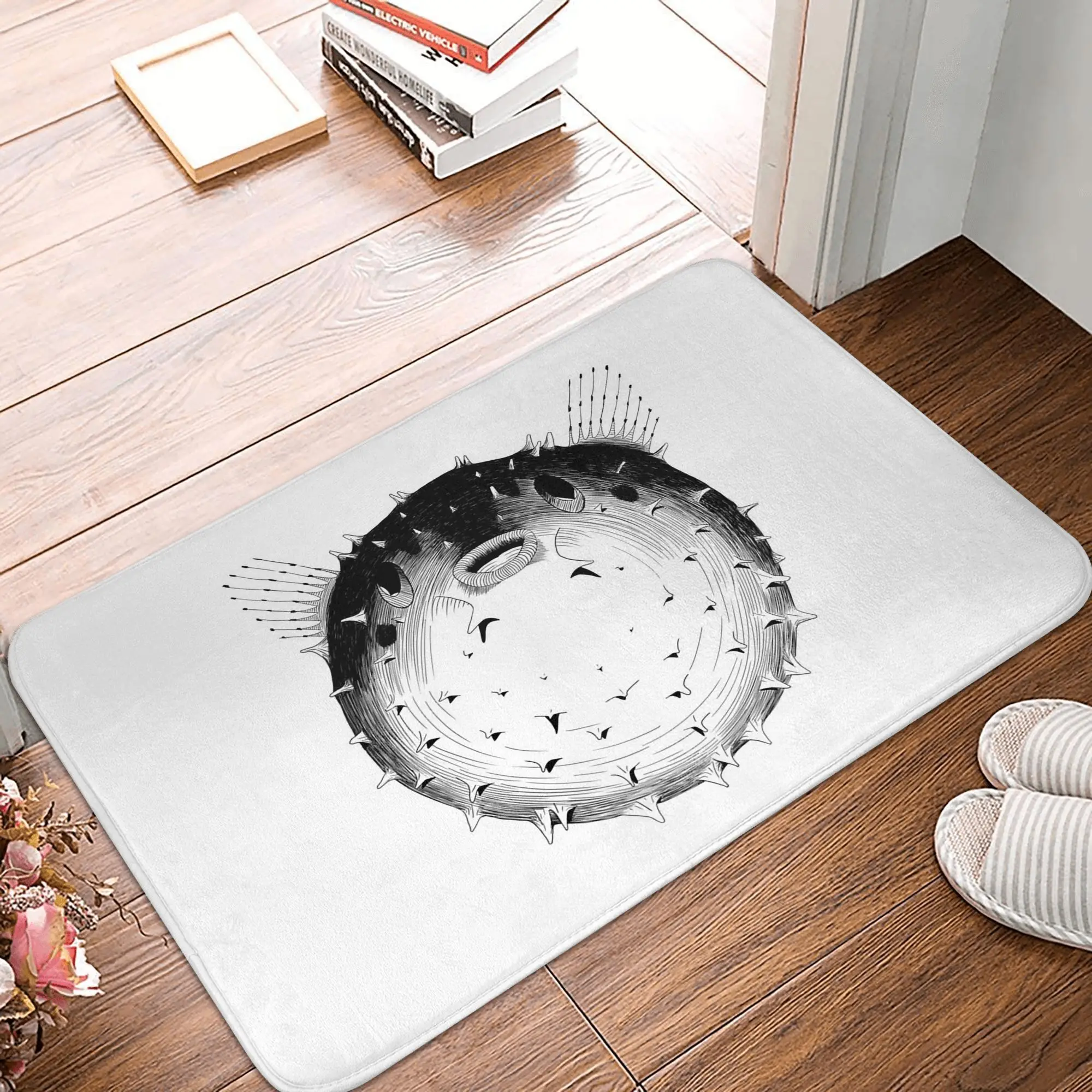 Puffer fish Non-slip Doormat Floor Mat Sand Scraping Carpet Rug for Kitchen Entrance Home Balcony Footpad Mats