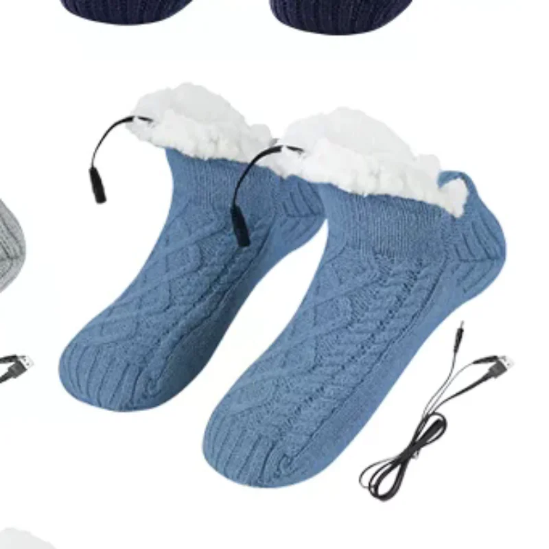 

Измерительные флисовые носки с электрическим подогревом, тапочки для мужчин и женщин, зимние USB-нагреватели, вязаные носки, обогреватель для ног