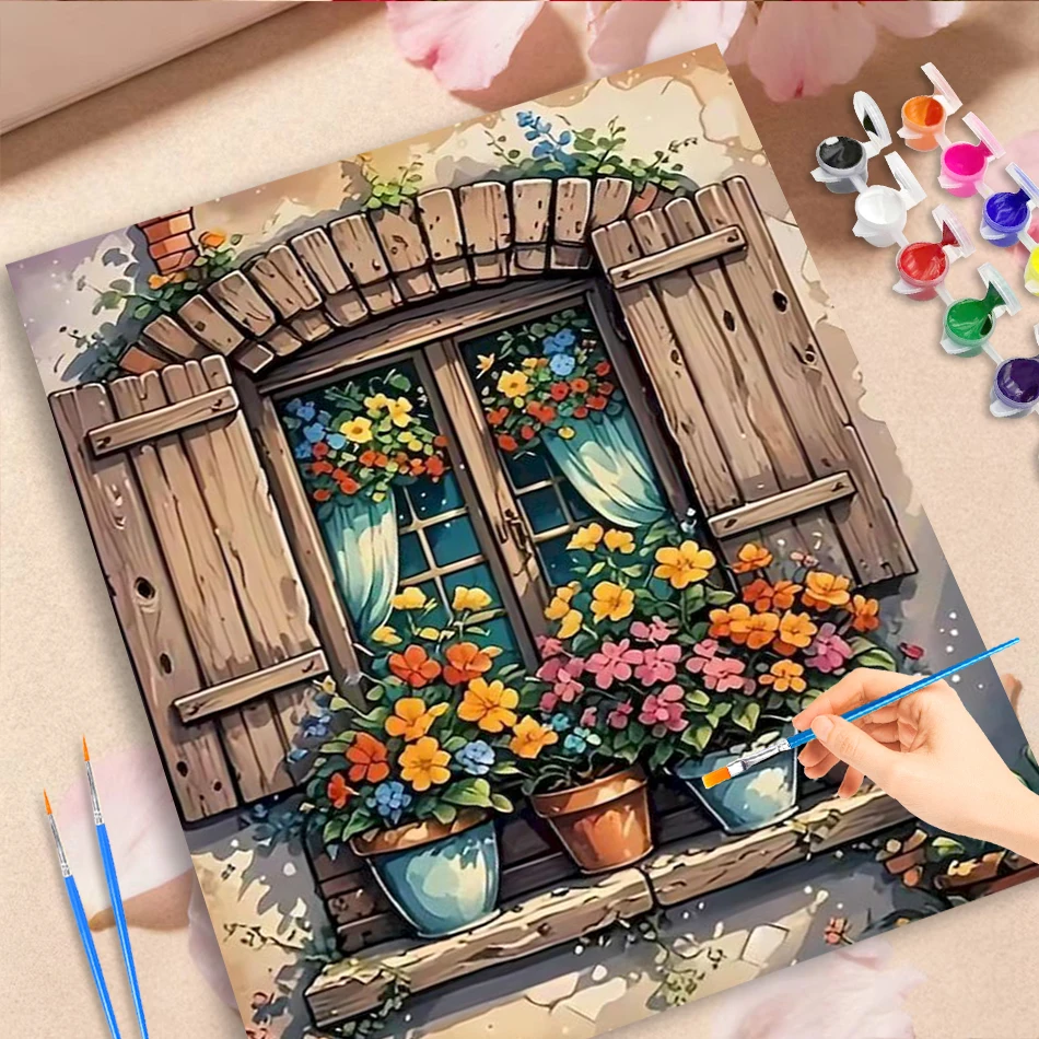

GATYZTORY Windowsill Painting By Numbers Unique Gift Art Supplies Scenery 40x50cm Arts and Crafts Drawing By Numbers