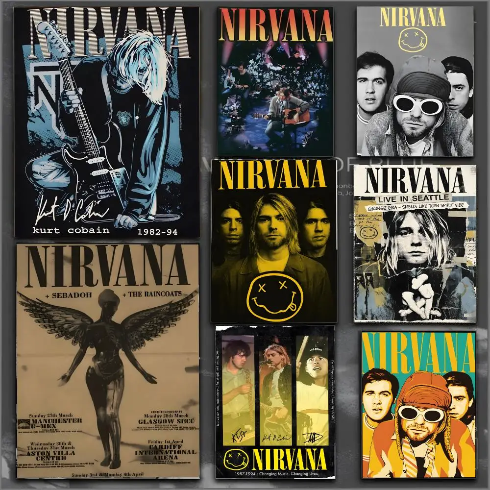 Nirvana Band Grunge Rock Poster Modern Aesthetic Wall Art Print Minimalist Bedroom Living Room Home Decor Gift