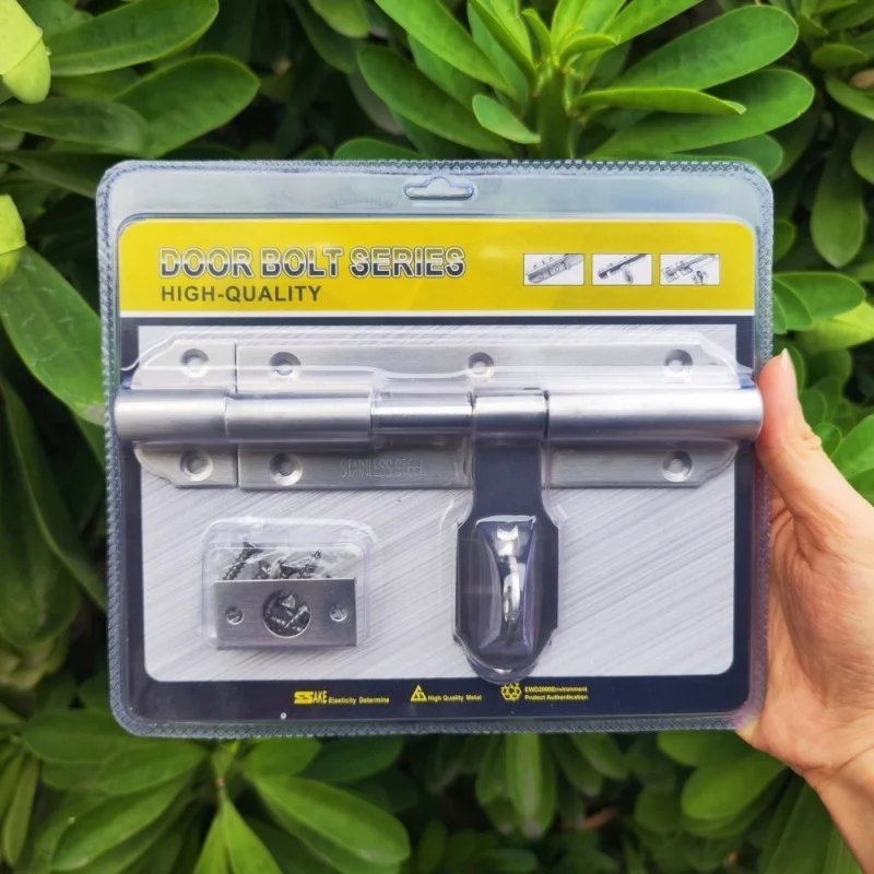 Stainless Steel Heavy-Duty Left And Right Bolt Thickened Surface-Mounted Bolt Door Latch For Wooden Doors Anti-Theft Lock Catch