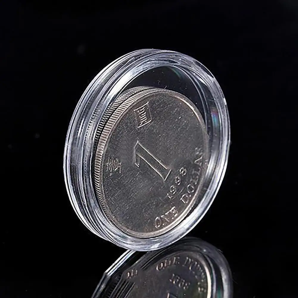 

10Pcs Clear Transparent Plastic Round Coin Capsule Collecting Storage Box Case Holder Coin Cases Capsules Holder