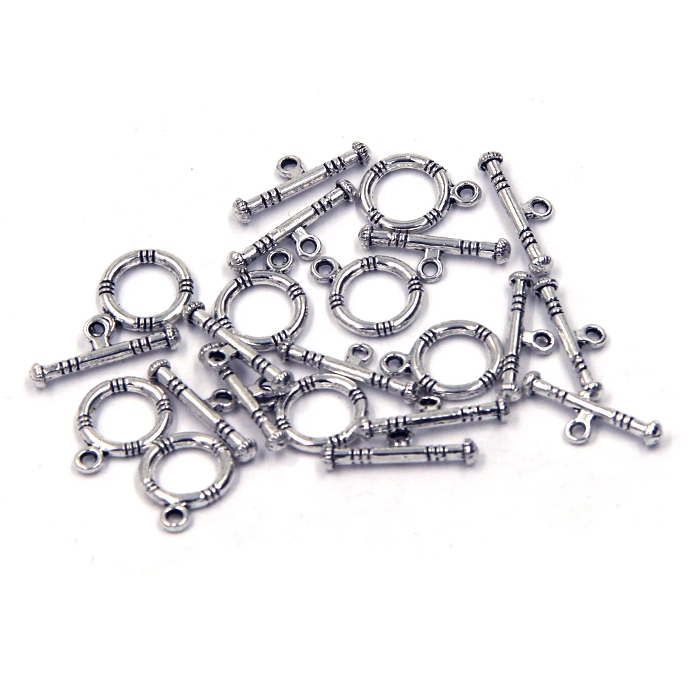 10 Sets klassische Toggle OT-Verschlüsse, silberfarben, für Charms, Armbänder, Schmuck, DIY, 16 x 12 mm – Detail 6