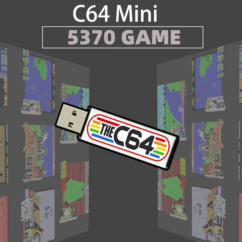 Video Games Console Plug and Play C64Mini Console Usb Dongle Total 5370 Games Contains Most Complete Collection of Game