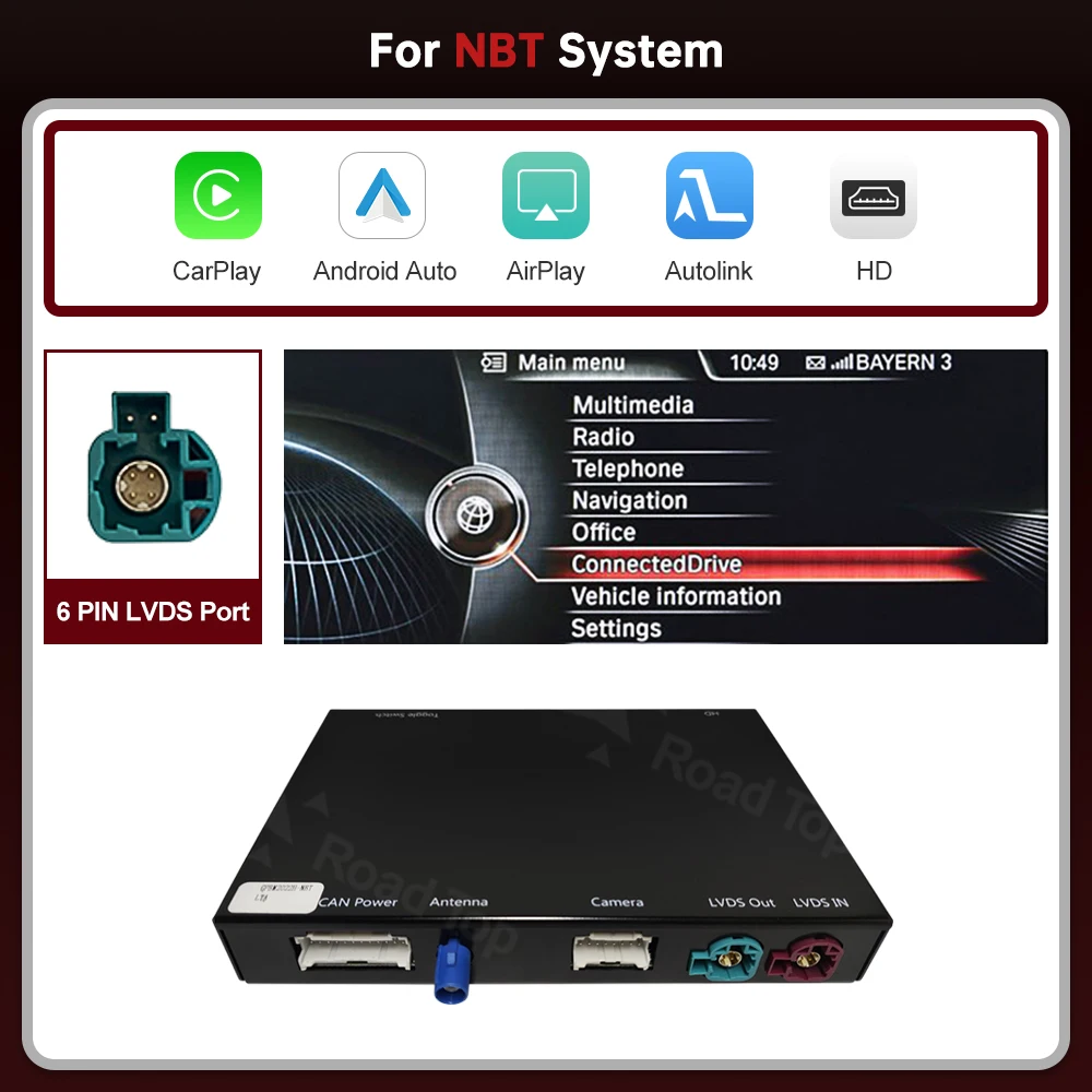 RoadTop Draadloze CarPlay voor BMW NBT EVO 1 2 3 4 5 6 7 Serie X1 X3 X4 X5 X6 MINI F56 F15 F16 F25 F26 F48 F10 F22 F20 F30 F32