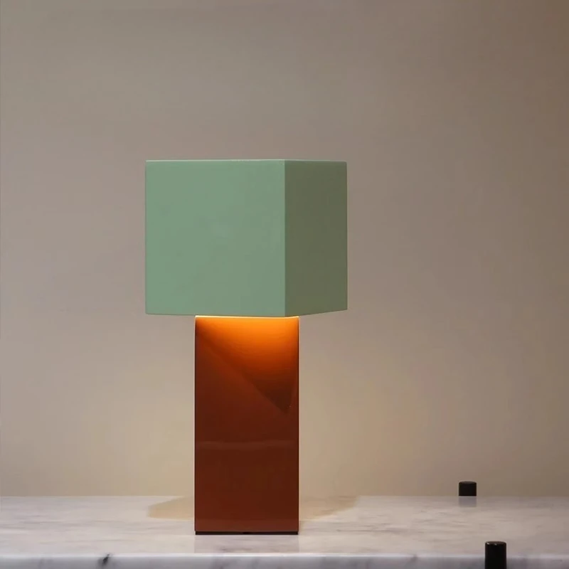 Denmark Pivot Rechargeable Table Lamp Contrast Color Cream Style Portable  Table Lights Bedroom Geometric Dimming Lighting