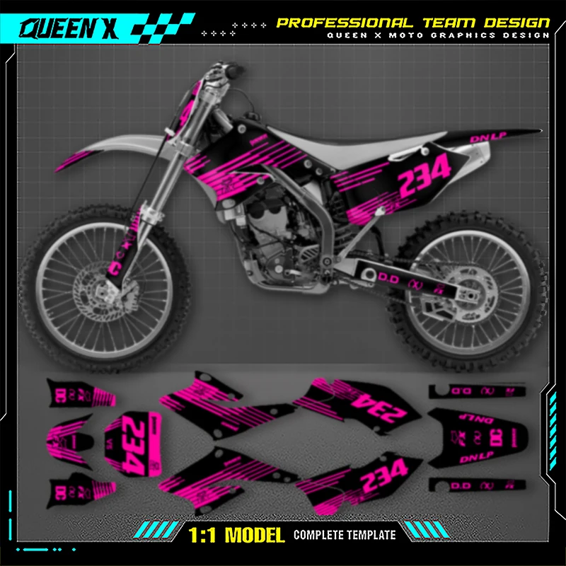 QUEEN X MOTO مخصص فريق دراجة نارية الرسومات خلفية ملصقات مصورة عدة لسوزوكي RMZ250 2004-2006 003