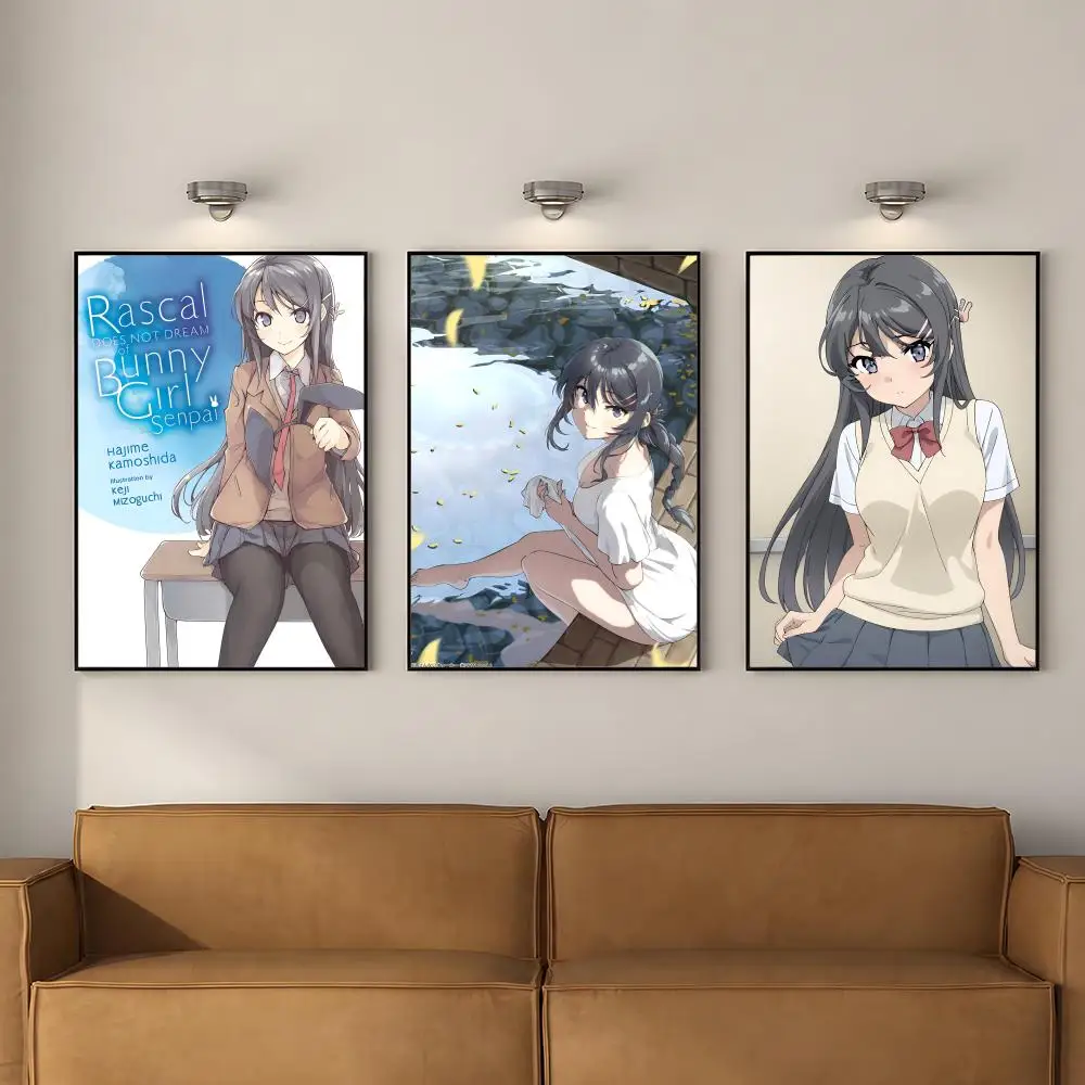 Character S-Sakurajima M-Mai Poster PP Self Adhesive Decorative Poster Waterproof Waterproof for Apartment Bedroom