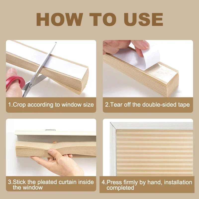5 حجم ذاتية اللصق ستائر مطوية الحمام شرفة ظلال نصف تعتيم النوافذ الستائر لغرفة النوم غرفة المعيشة شرفة