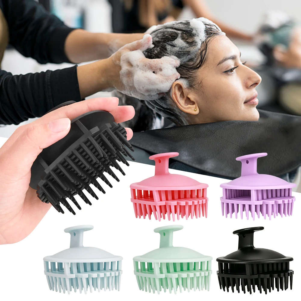 1 Stück Silikon-Kopfhautmassagekamm, Flexibler Gummi-Shampoo-Scrubber, Sanfte Stimulierende Bürste für Trockenes und Nasses Haar