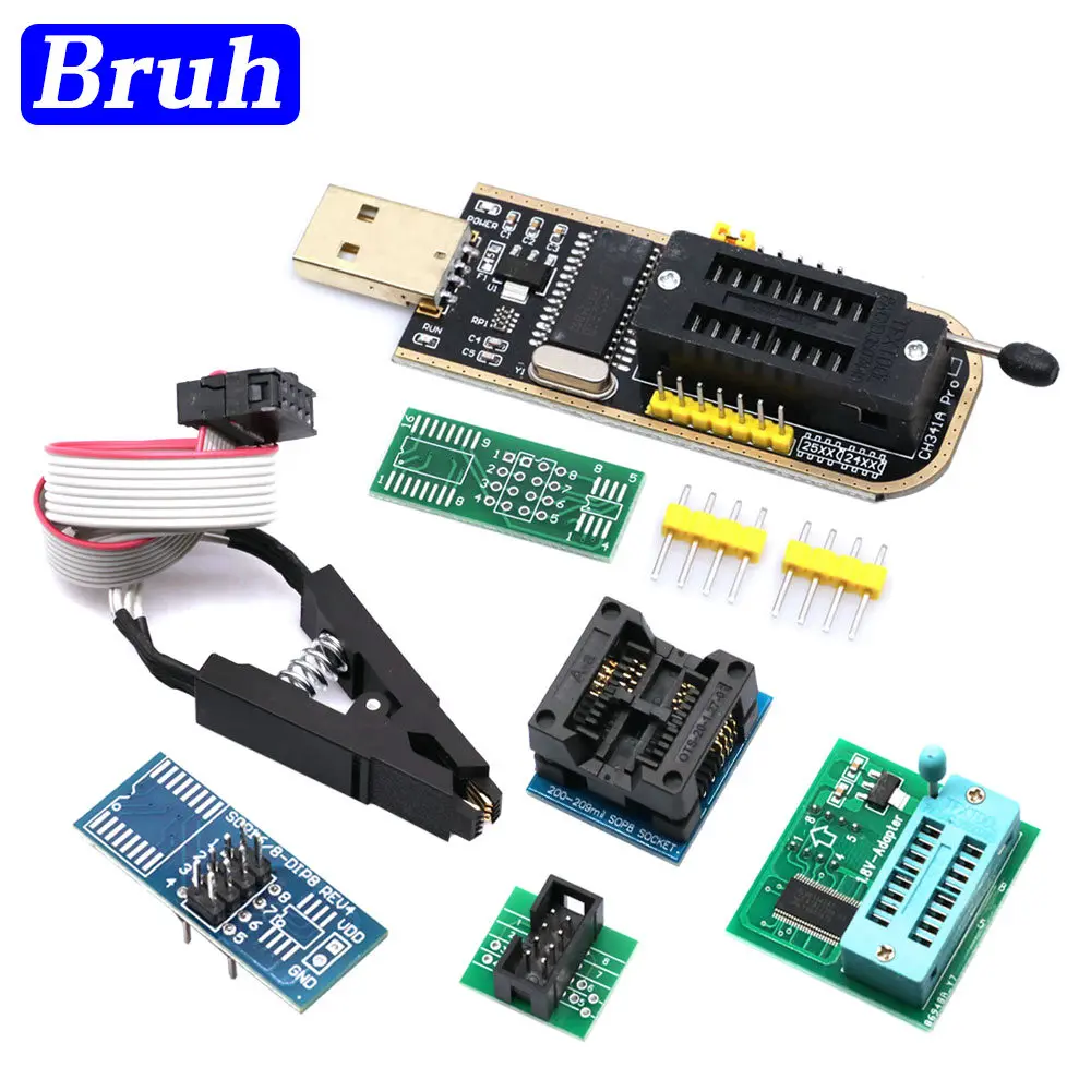 SOIC8 SOP8 Test Clip For EEPROM 93CXX / 25CXX / 24CXX Adapter + CH341A 24 25 Series Flash BIOS USB Programmer Module DIY Kit