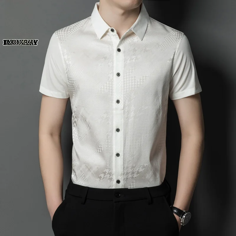 

Silk ort Sve irt Men's Summer New Faion High White Dr irt Men's Upper Apparel Trendy Loose Fit