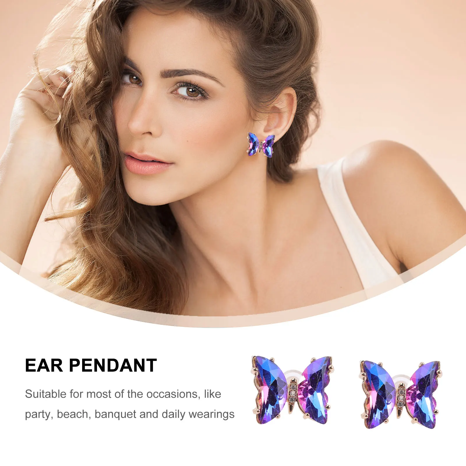 

Shiny Butterfly Earrings Delicate Crystal Ear Jewelry For Women Girls Daily Wear Skin-Friendly Smooth Edge Ear Studs Gift