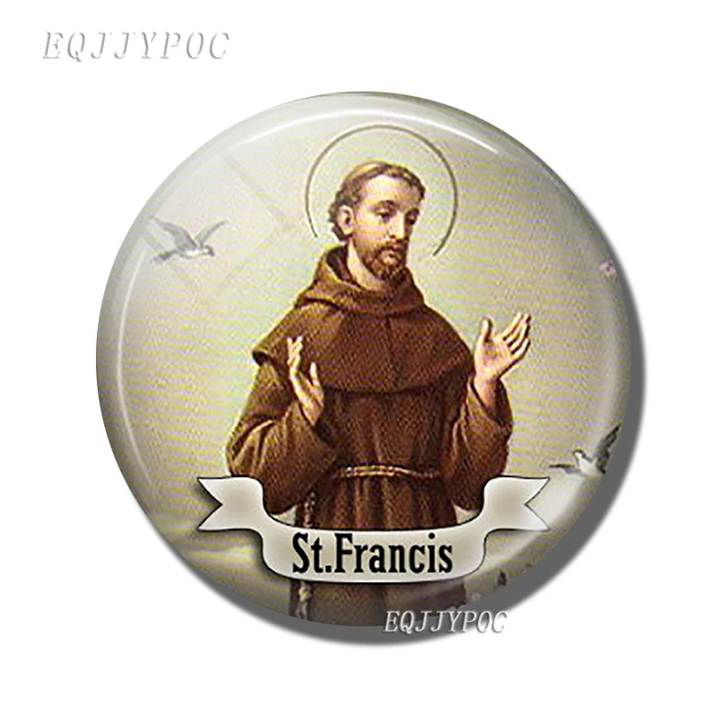 

St Francis Saint 30MM Fridge Magnet Religious Famous Person Glass Dome Magnetic Refrigerator Sticker Note Holder Home Decoration