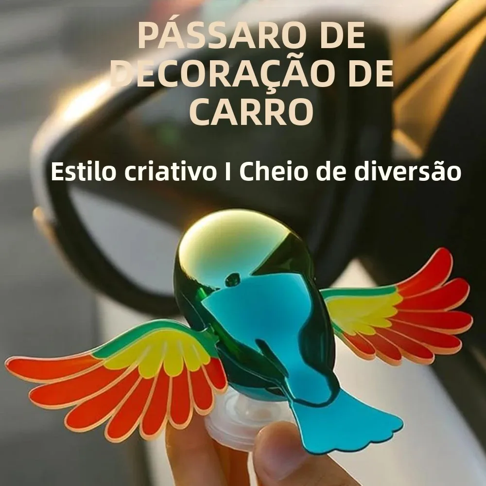 Decoração colorida do carro do pássaro da asa batendo ativada por vento, ornamento exterior do carro da novidade, decoração bonito do scooter elétrico