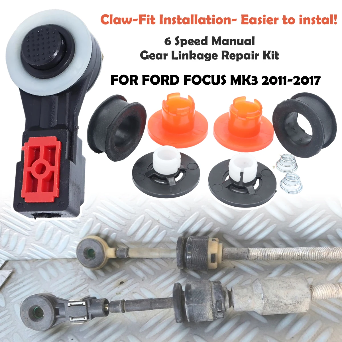 For Ford Focus MK3 Gearbox Cable Repair Kit MT Shift Lever Linkage End Connector Bushing Replacement Parts 2010 2011 2012 - 2017