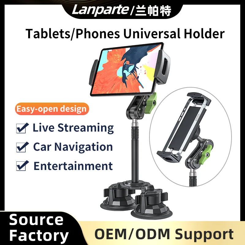 Lanparte Long Arm Car Mount Tablet Holder Stand with Dual Suction Cup Mount for IPad for Huawei 4\