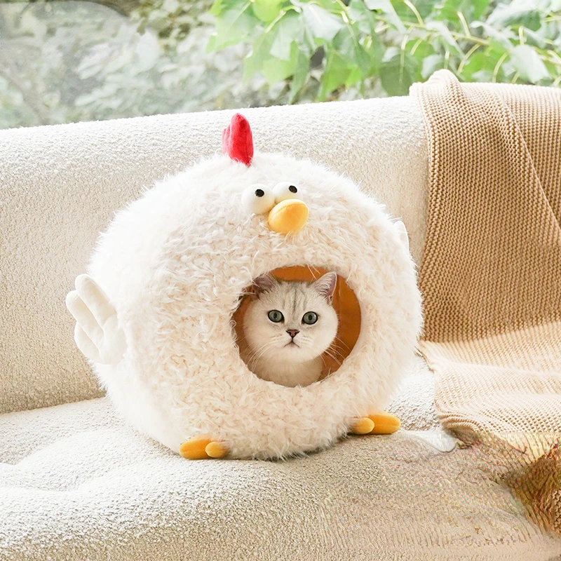 

Chicken Cat Nest Warm Cat House Fully Enclosed Four Seasons Universal Cat House Washable Soft Breathable Pet Bed