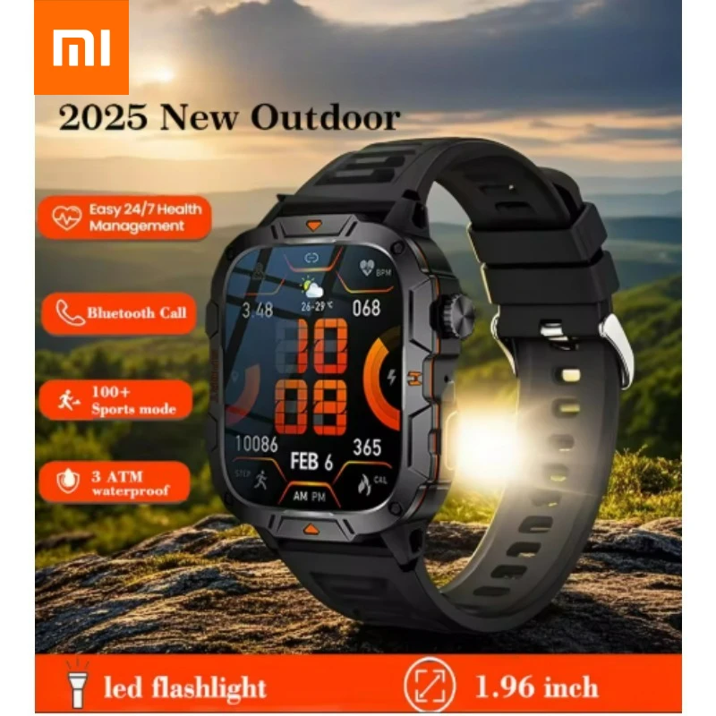 

Xiaomi Military 2026 Новые Смарт-часы для мужчин 1,96-дюймовый AMOLED-экран 5 АТМ Водонепроницаемый спортивный фитнес-трекер BT Call Smartwatch
