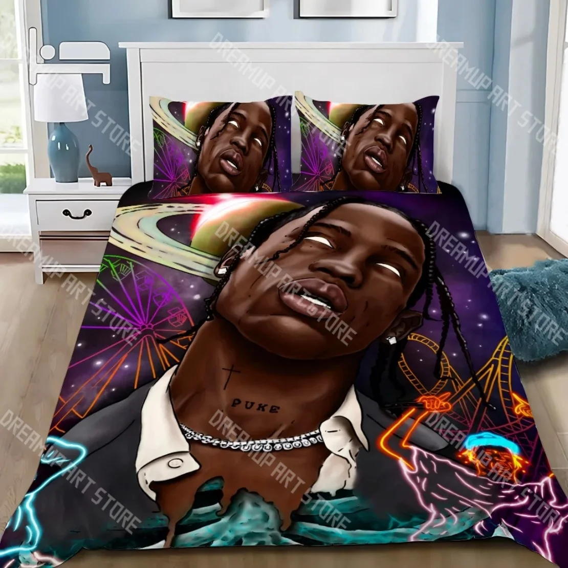 Fashion T-Travis Rapper Scott Jack Bedding Set Single Twin Full Queen King Size Bed Set Kids Bedroom Duvetcover Set