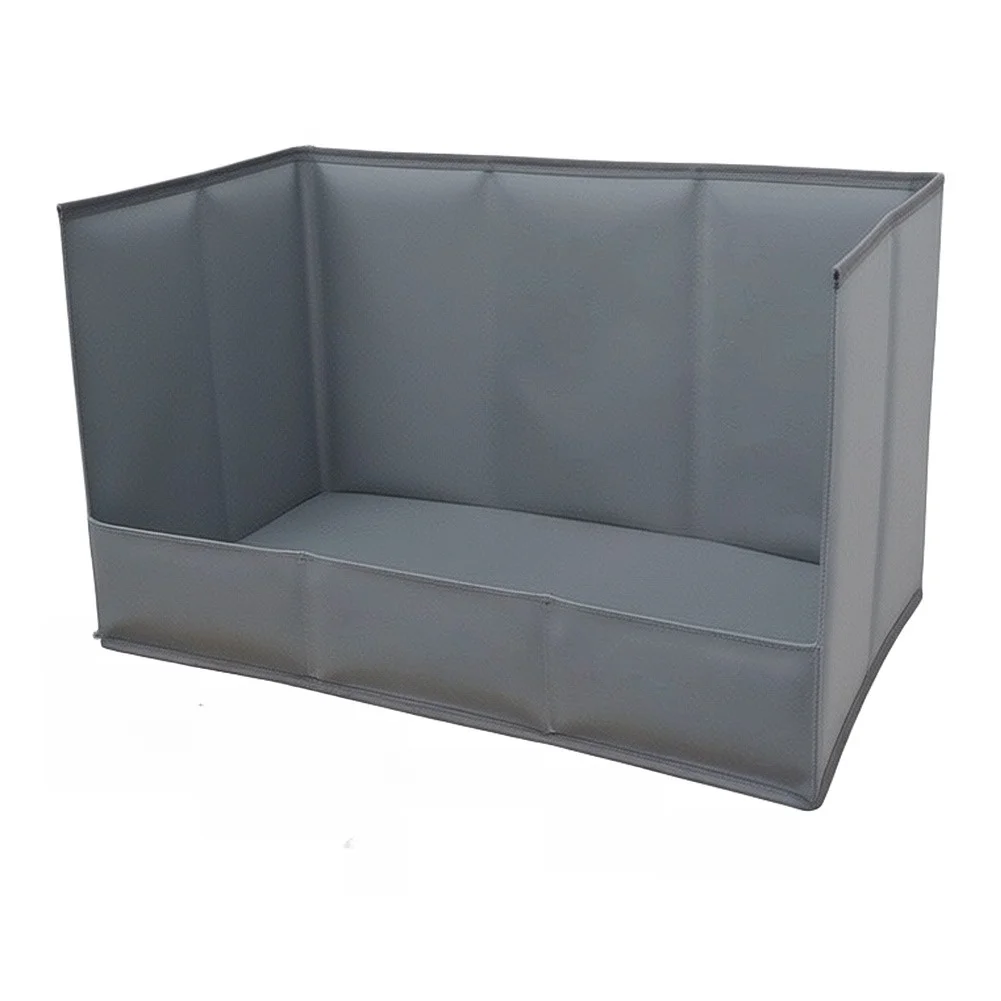Folding Waterproof Receptacle for Puppy Designed with Elevated Side Panels to Minimize Spray Scatter Indoors and Outdoors