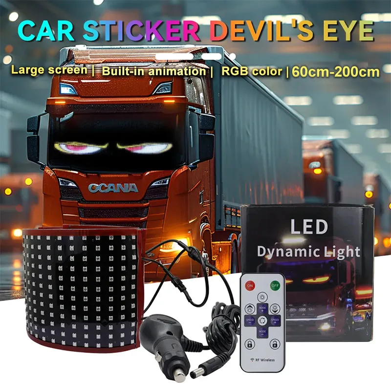 

Автомобильный грузовик, аксессуар Devil's Eye RGB Pixel Panel, светодиодная мягкая складная матрица, яркие знаки, светильник с дистанционным управлением для лобового стекла доски