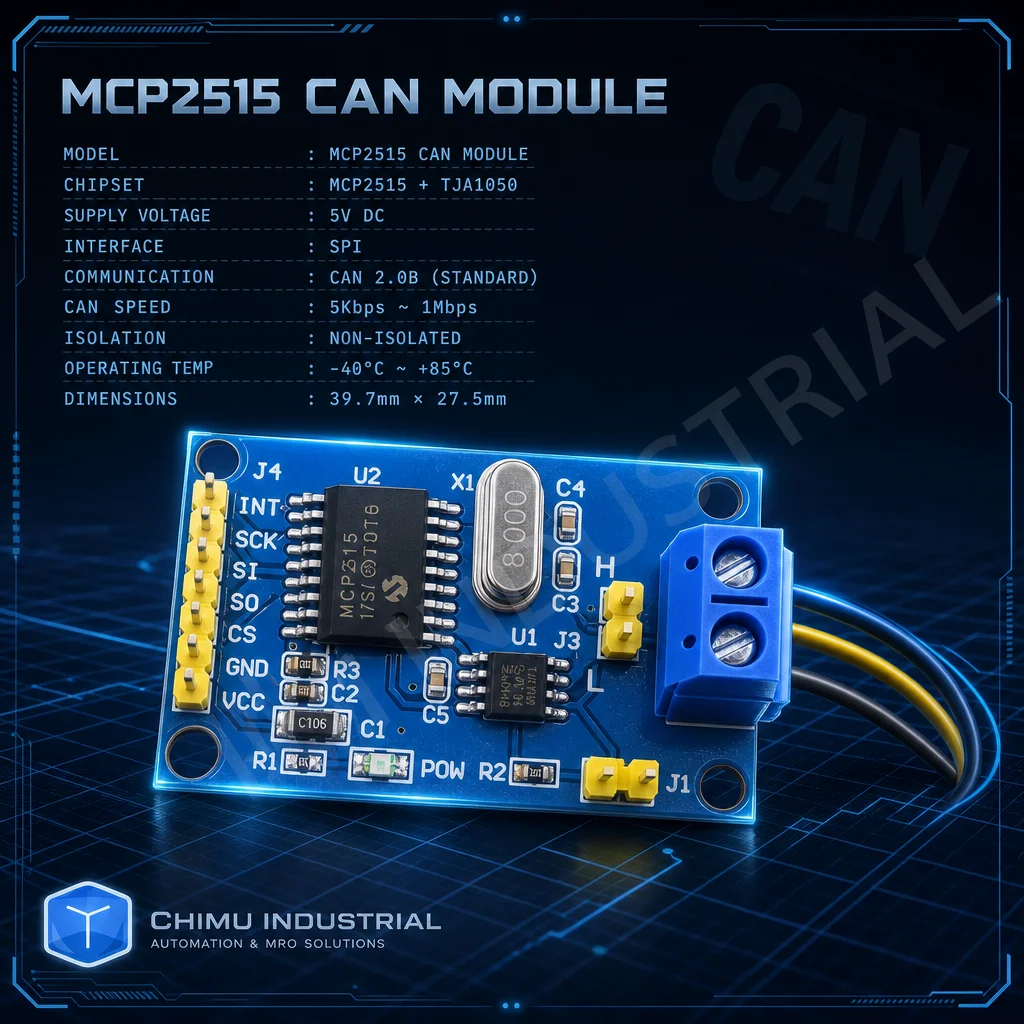 【CHIMU INDUSTRIAL】MCP2515 CAN Bus Module TJA1050 Transceiver SPI 5V Board 8MHz for Arduino Raspberry Pi STM32 Automotive DIY