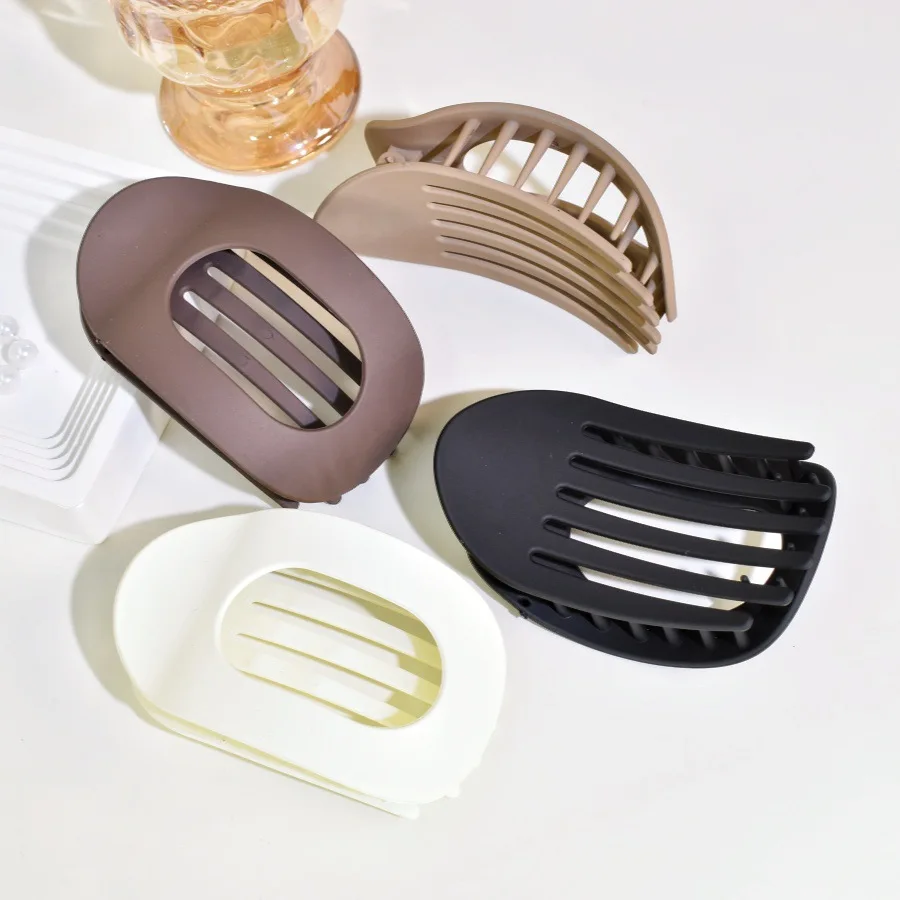 مشبك شعر مسطح بيضاوي غير لامع، فرنسي بسيط، مقاس كبير، منحنى لطيف، دبوس شعر مريح، إكسسوار للشعر، زينة أغطية الرأس