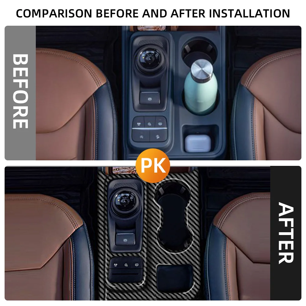 LHD Stickers for Ford Maverick 2022 2023 2024 Gear Shift Panel Cover Trim ABS Carbon Fiber Frame Decoration Accessories