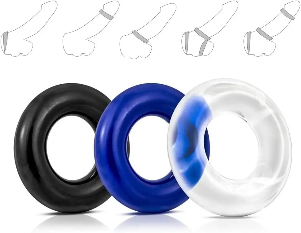 Romi 10 Pcs Male Penis Ring Waterproof Silicone Cockrings Cock Ring Delay Head Glans Ring