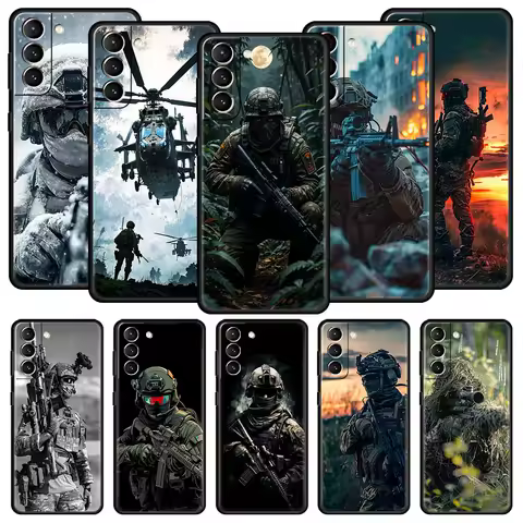 Military Army Special Forces Phone Case For Samsung Galaxy S25 S24 S23 S22 S20 Ultra S21 FE 5G S10 Plus S10E Soft TPU Cover