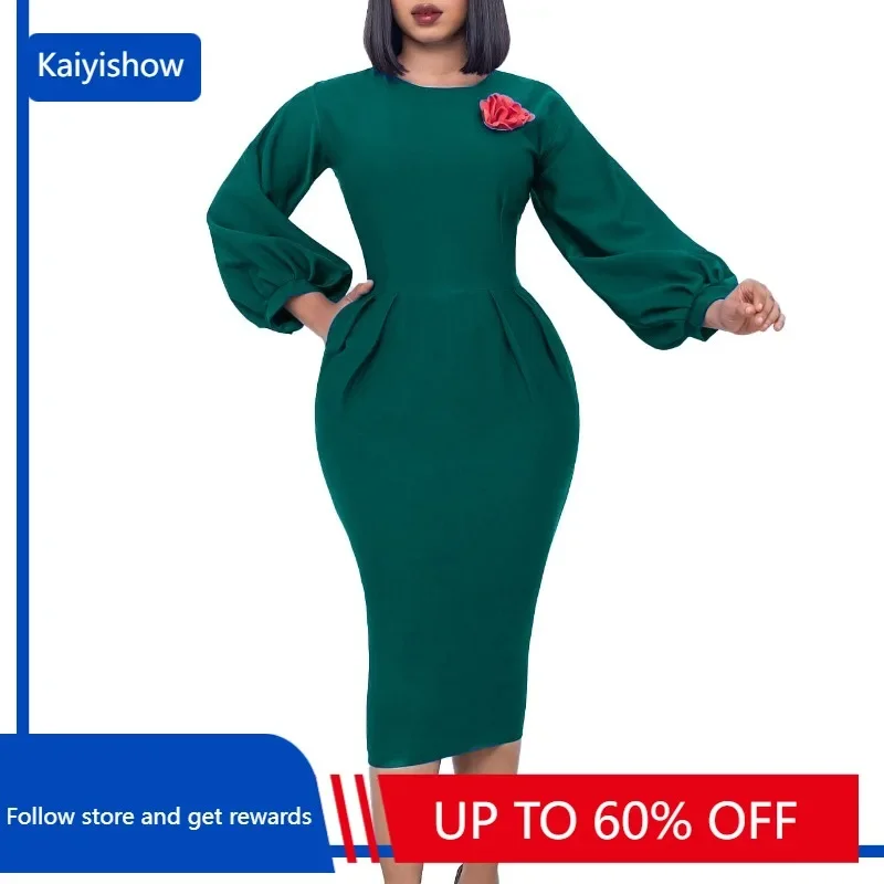 

Elegant African Dresses for Women Summer African Long Sleeve High Waist Polyester Sexy Slim Robe S-3XL African Clothing