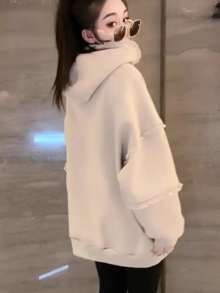 Felpa Oversize alla Moda per Donna, Vestibilità Ampia, Stile Europeo, Novità Autunno Inverno, Taglie Forti