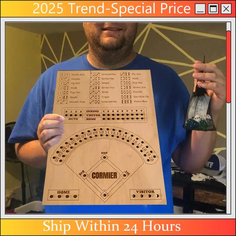 

CHYY Top Baseball Dice Board Game Wooden Dice And Board Game Interactive Double Table Game Fun Sports Toy