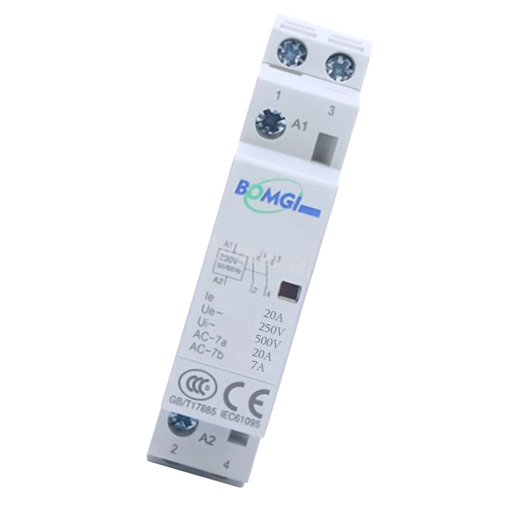 AC Modular Contactor 2NO 20A 230V Coil DIN Rail Mount Electric Contactor for Lighting Heating Ventilation