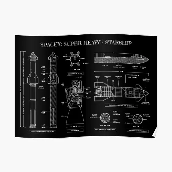 Spacex Super Heavy Starship White St  Poster Mural Art Picture Home Print Painting Funny Vintage Modern Decoration Room No Frame